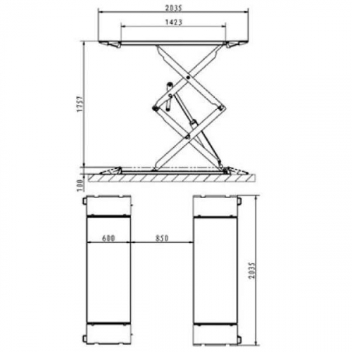 Подъемник ножничный электрогидравлический 3т напольный